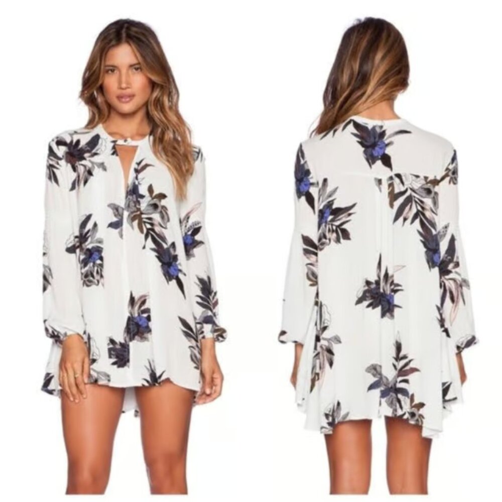 Free People Hi Low Wing Floral Swing Oversized Top XS